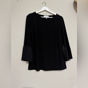 Joseph Ribkoff Black Blouse with Pleated Sleeves